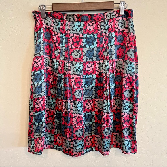 Marc Jacobs 100% silk floral checkered pleated skirt - Picture 3 of 7